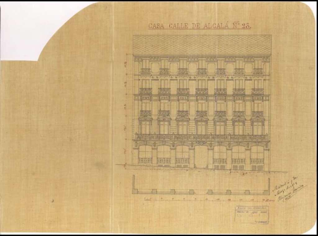 Miniatura de D. Gurmensindo Redondo, apoderado del Sr. Sr. D. José Fontagud Gargollo, para construir de nueva planta en el solar nº 23 de la Calle de Alcalá.