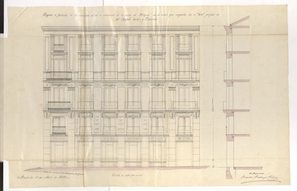 Miniatura de D. Tomás Gil, Apoderado Gral. del Excmo. Sr. Marqués de Castelar para construir de nueva planta en el solar nº 38 de la calle del Caballero de Gracia nº 20, de la calle de Peligros.