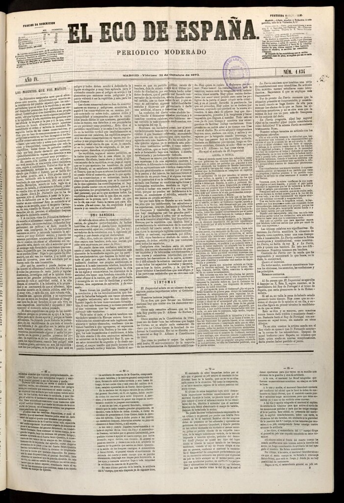 Miniatura de El Eco de España del 31 de octubre de 1873
