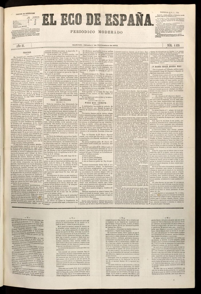 Miniatura de El Eco de España del 1 de noviembre de 1873