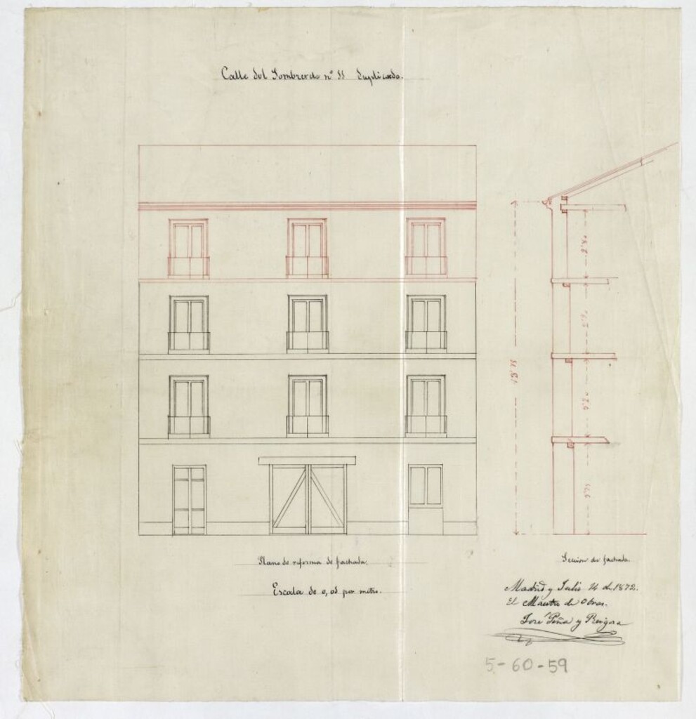 Miniatura de D. Miguel San José de Toro, solicitud de licencia para aumentar un piso a la casa nº 12 de la calle del Tribulete y 11 duplicado de la del Sombrerete.