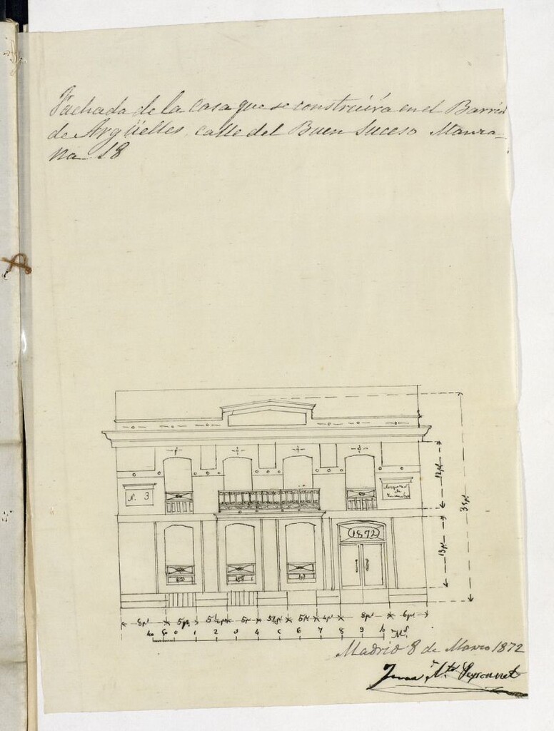Miniatura de D. Primo de Campos, para reedificar el solar nº 11, de la manzana 18 del Barrio de Argüelles.