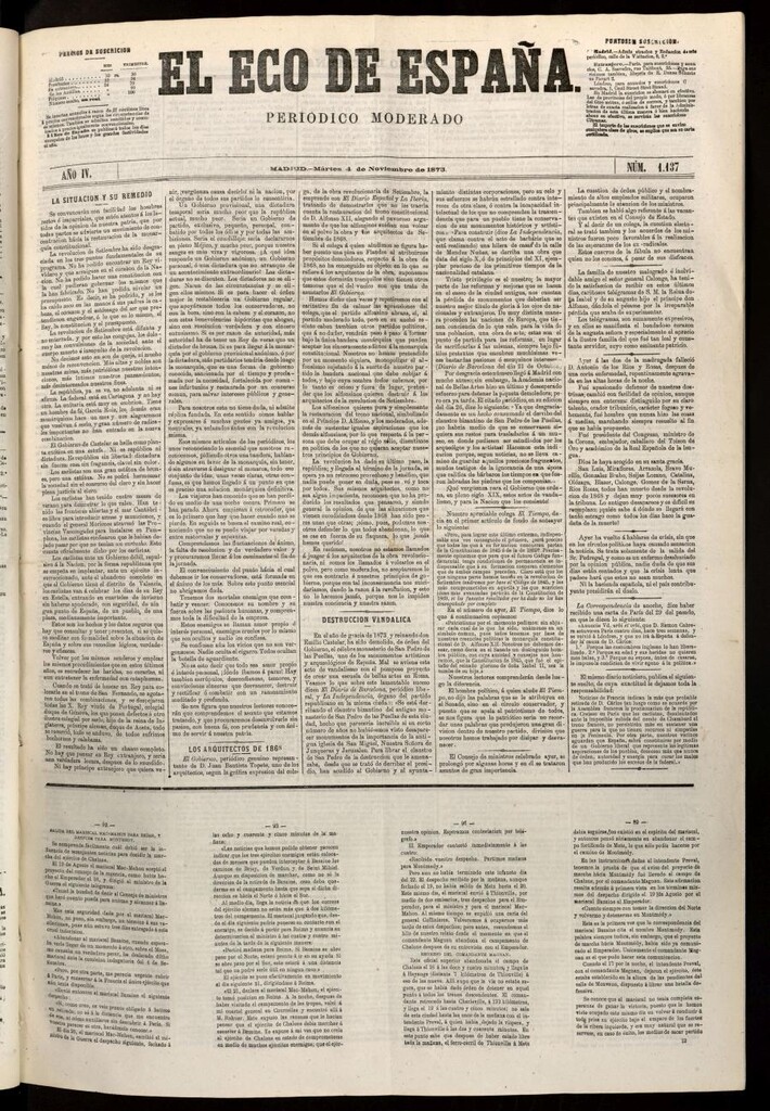 Miniatura de El Eco de España del 4 de noviembre de 1873