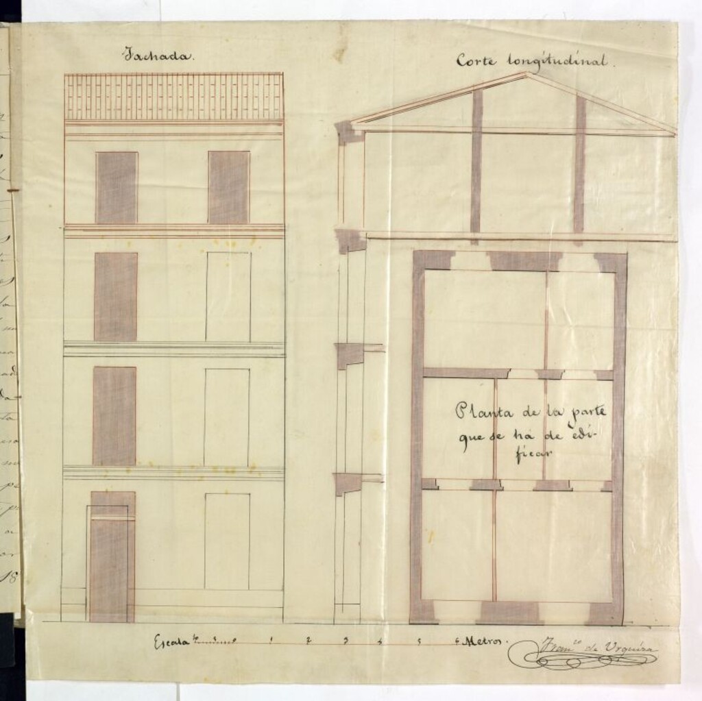 Miniatura de D. Ildefonso Moya, para aumentar un piso 3º en la casa nº 3 de la calle de Panaderos.