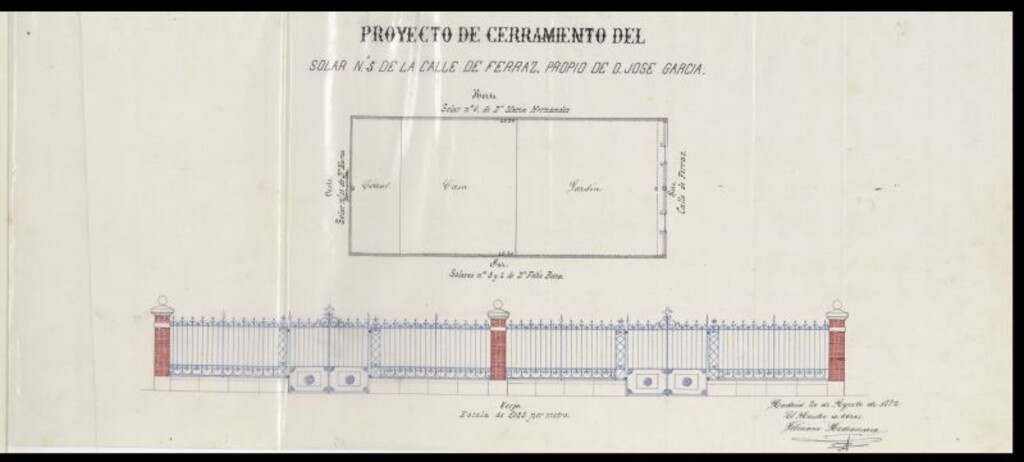 Miniatura de D. José García, para construir en el solar nº 5 de la manzana 27 del Barrio de Argüelles.