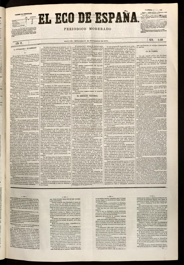Miniatura de El Eco de España del 5 de noviembre de 1873