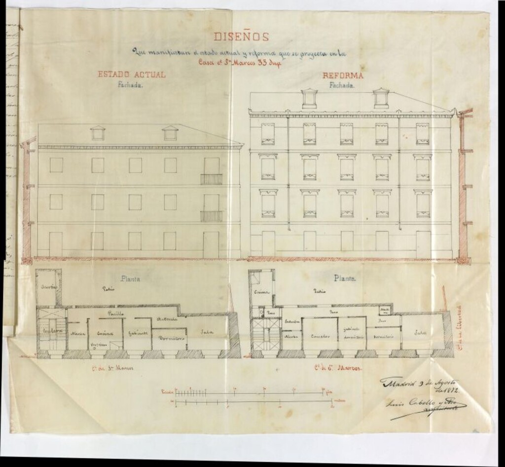 Miniatura de D. Juan Manuel de Zabala, para elevar un piso en la casa calle de la Libertad nº 33.