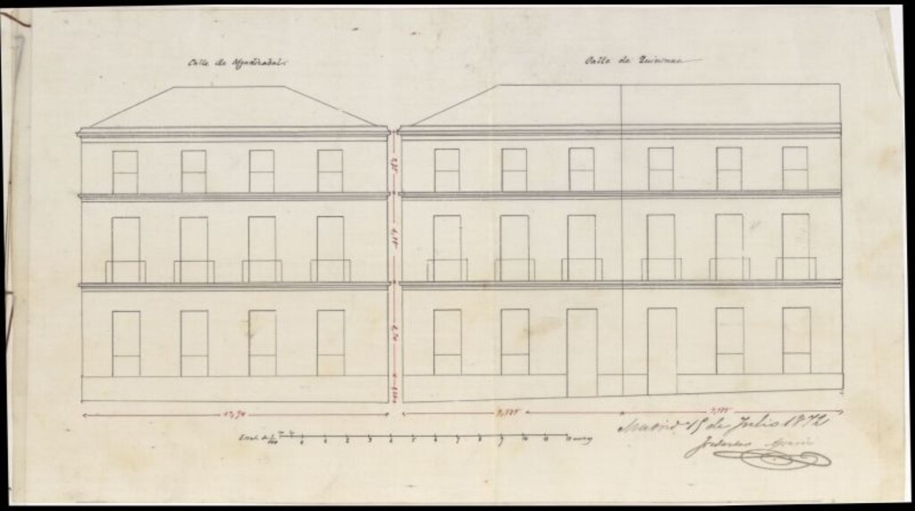 Miniatura de D. Agustín Monreal pidiendo licencia para edificar de nueva planta en los solares nºs 4 y 6 de la manzana nº 21 del Barrio de Argüelles.