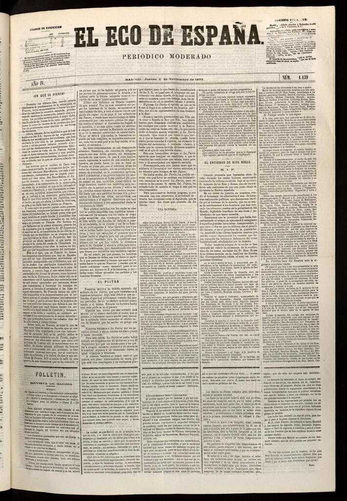 Miniatura de El Eco de España del 6 de noviembre de 1873