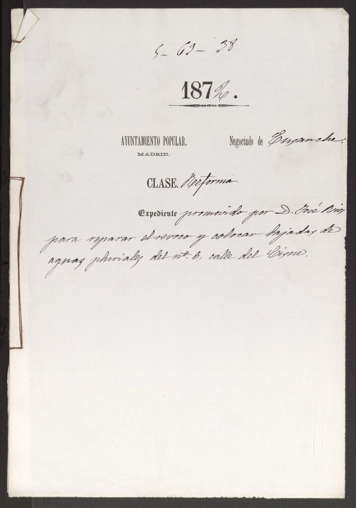 Miniatura de D. José Rios, para reparar el revoco y colocar bajadas de aguas pluviales, del nº 6, calle del Cisne.