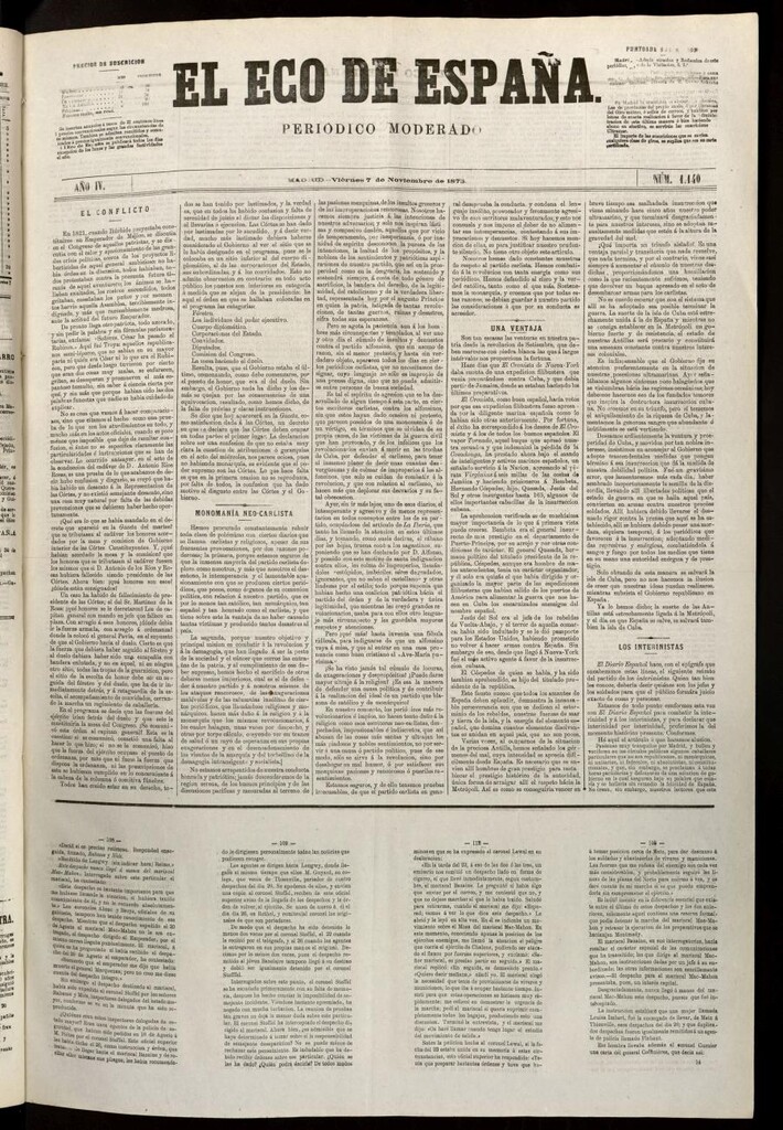 Miniatura de El Eco de España del 7 de noviembre de 1873
