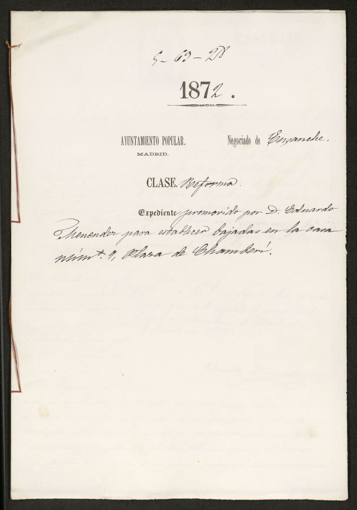 Miniatura de D. Eduardo Menéndez, para establecer bajadas en la casa nº 9 Plaza de Chamberí.