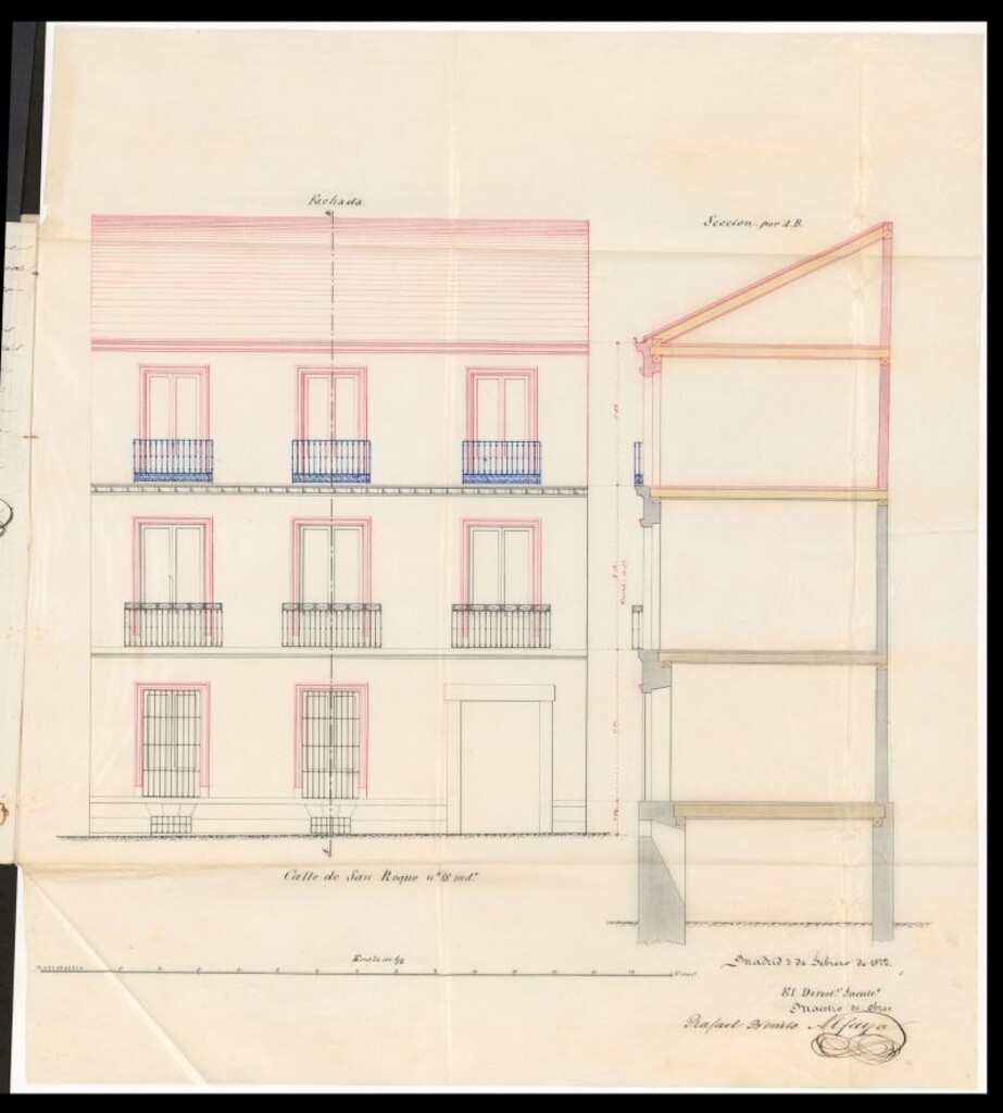 Miniatura de D. José Estorch, en solicitud de licencia para aumentar un piso en la casa nº 29 de la calle de San Roque.