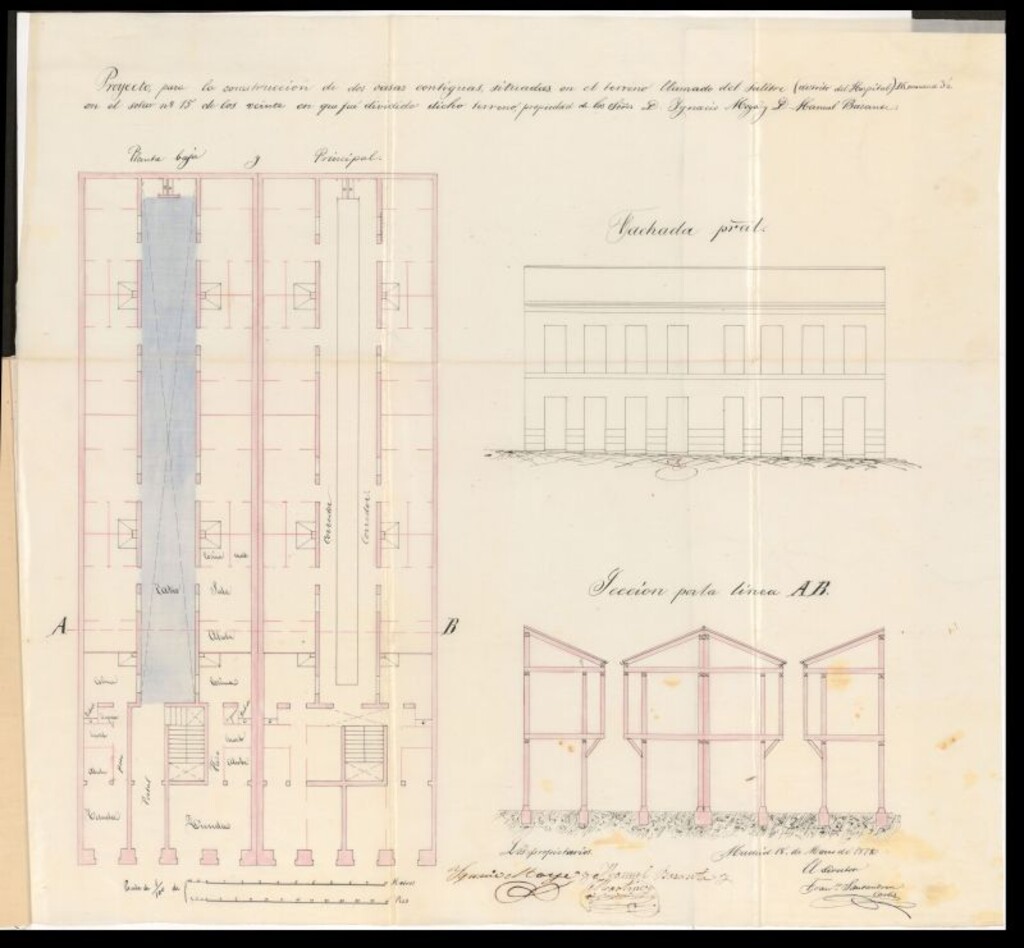 Miniatura de D. Ignacio Moya, para construir de nueva planta una casa en el solar de su propiedad, sito en los terrenos del Salitre nº 15.