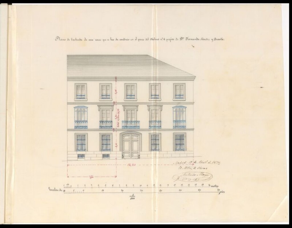 Miniatura de D. Mariano López y después Por Dª Fernanda Maestre Duarte, solicitando edificar la casa nº 6, Paseo del Obelisco.