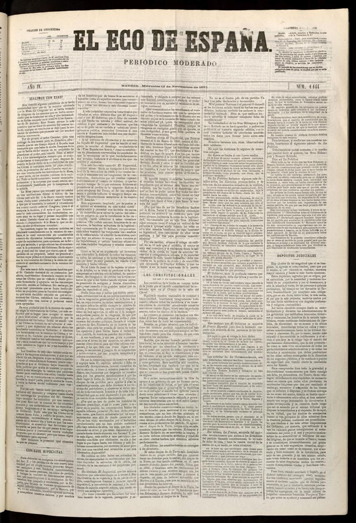 Miniatura de El Eco de España del 12 de noviembre de 1873