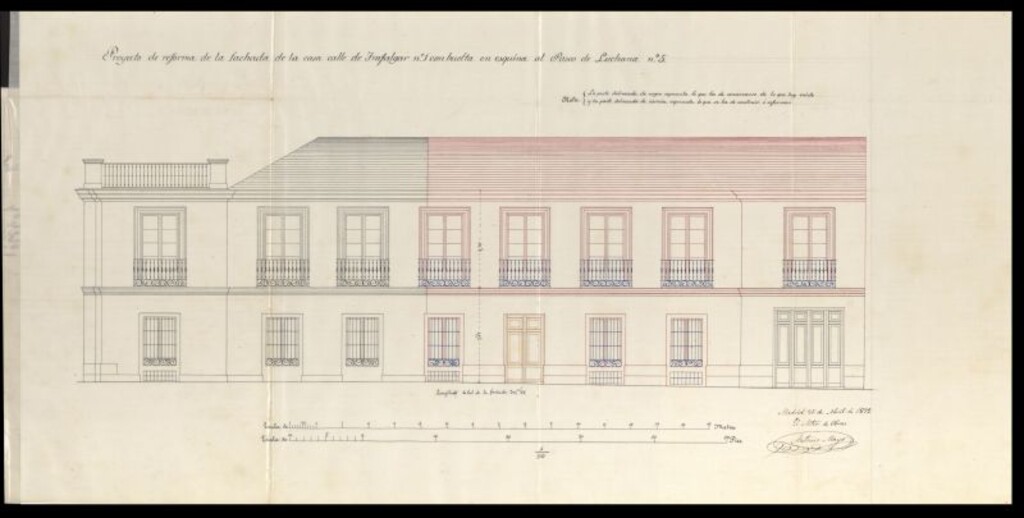 Miniatura de D. Pedro Sierra, para levantar un piso en la casa nº 1 de la calle de Trafalgar.