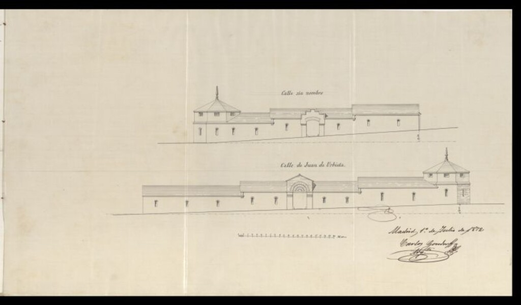 Miniatura de D. José Luis Retortillo y D. Luis de León, solicitando hacer unos cobertizos adosados a las paredes de cerramiento de su posesión sita en el nuevo barrio de Atocha.