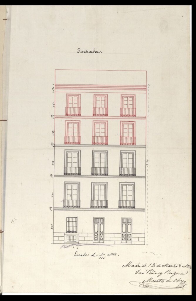 Miniatura de D. Mateo Higueras, para levantar piso tercero y cuarto en la casa nº 9, calle del Cardenal Cisneros.