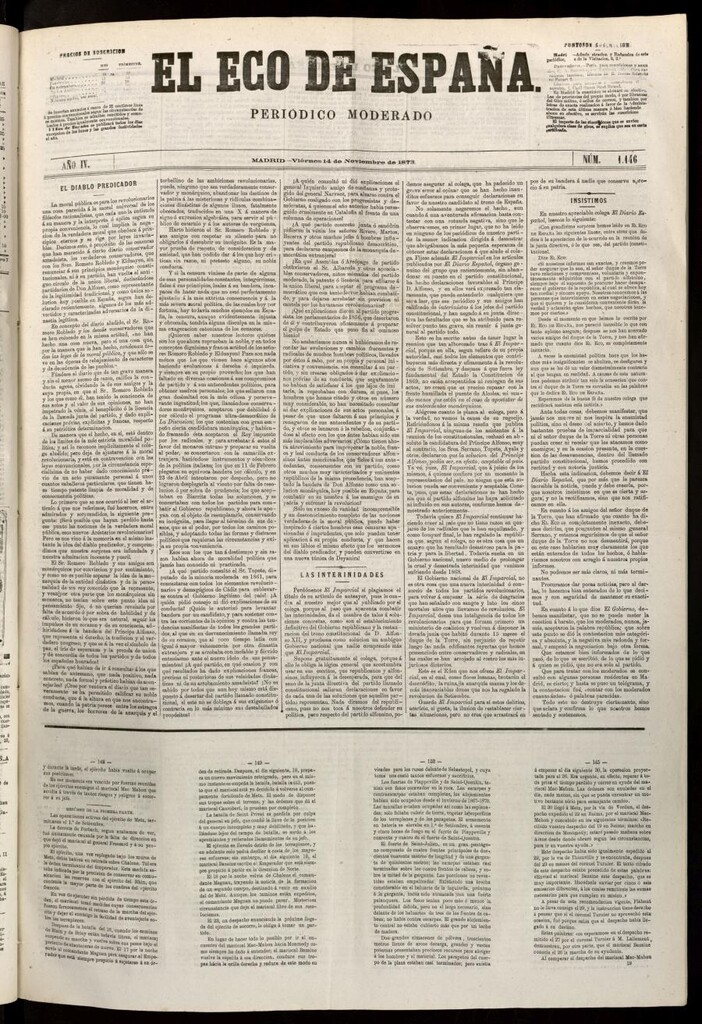 Miniatura de El Eco de España del 14 de noviembre de 1873