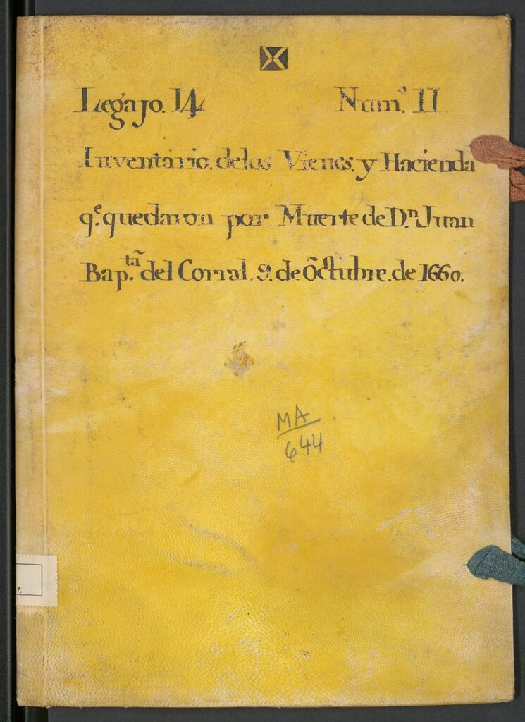 Miniatura de IInventario de los vienes y hacienda q[u]e quedaron por muerte de D[o]n Juan Bap[tis]ta [i.e. Bautista] del Corral 9 de octubre de 1660