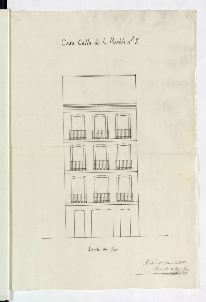 Miniatura de D. Andrés Bariego, para constuir de nueva planta la casa nº 7 de la calle de la Puebla.