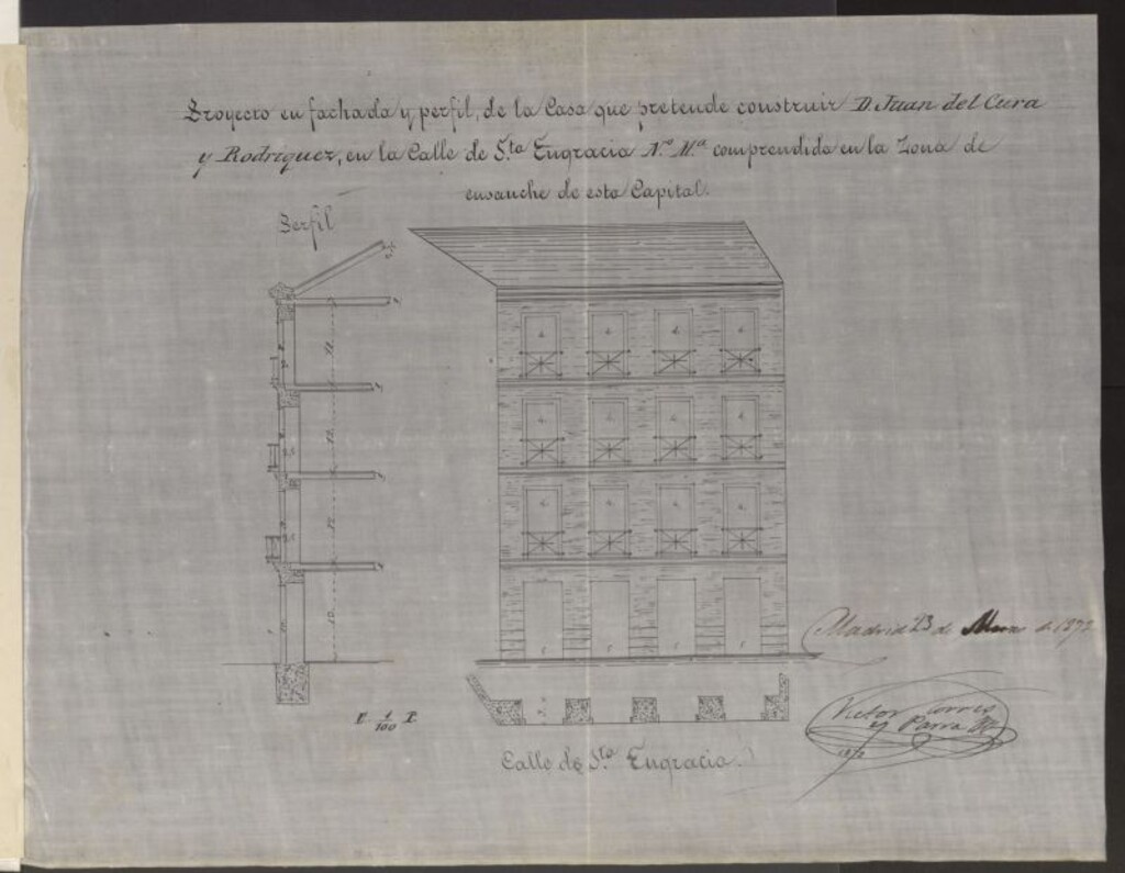 Miniatura de Juan del Cura y Rodriguez solicitando permiso para edificar en el Paseo de Santa Engracia