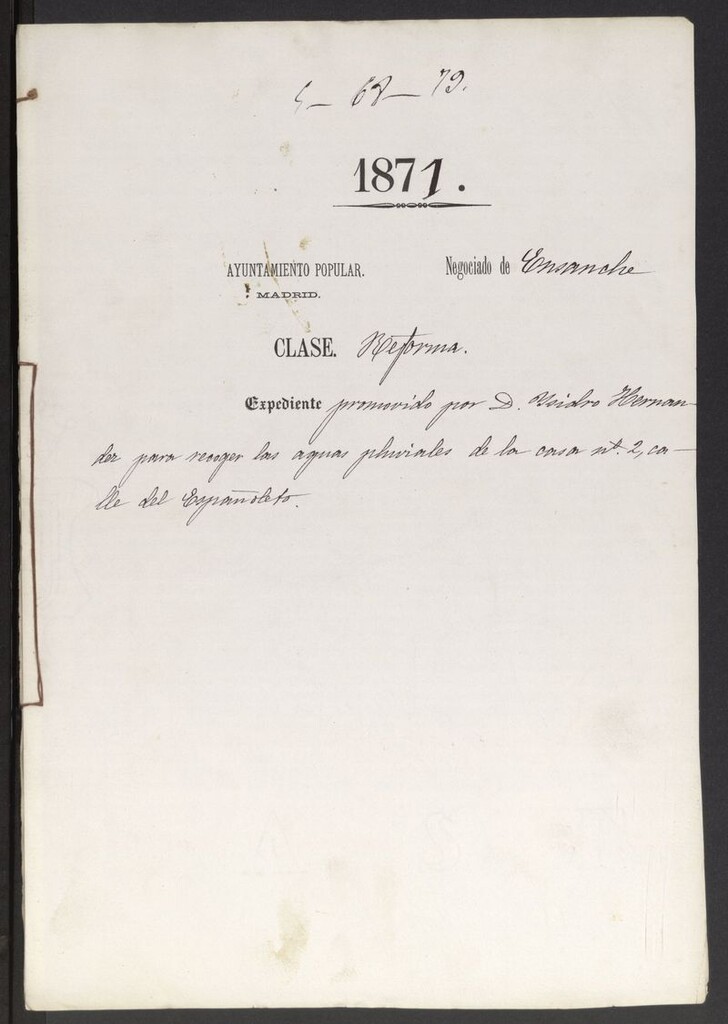 Miniatura de D. Isidro Hernández, para recoger las aguas pluviales de la casa nº 2, calle del Españoleto.