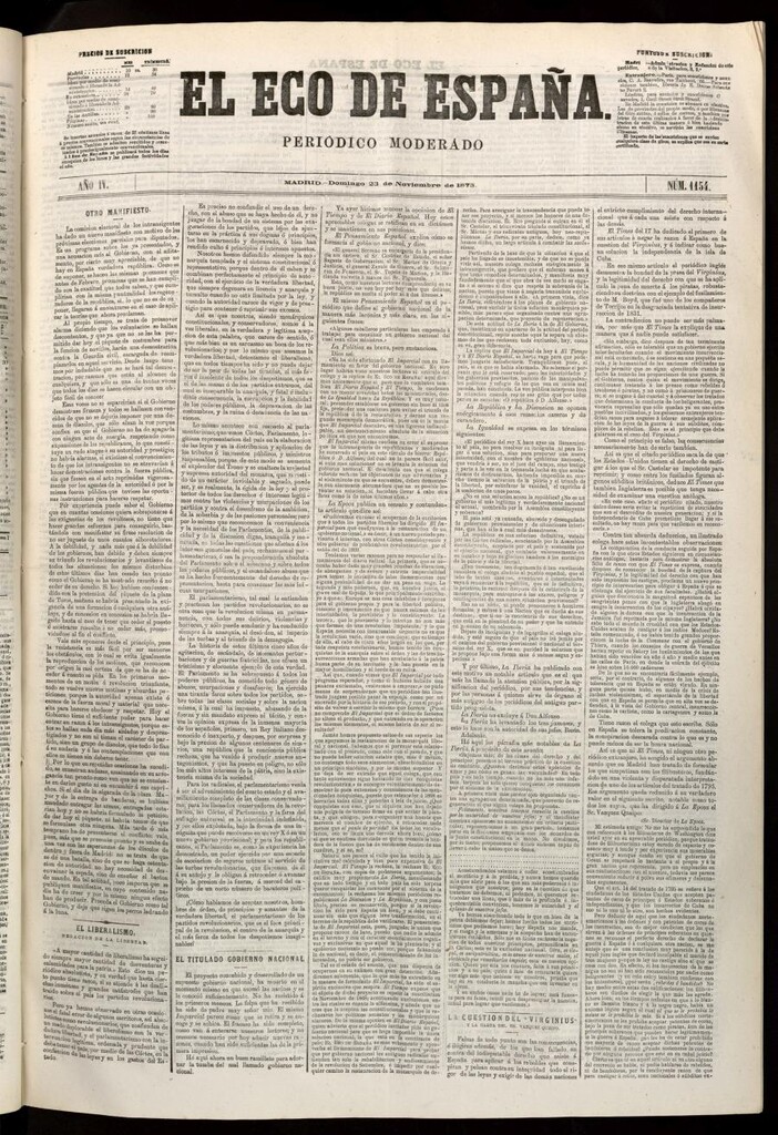 Miniatura de El Eco de España del 23 de noviembre de 1873