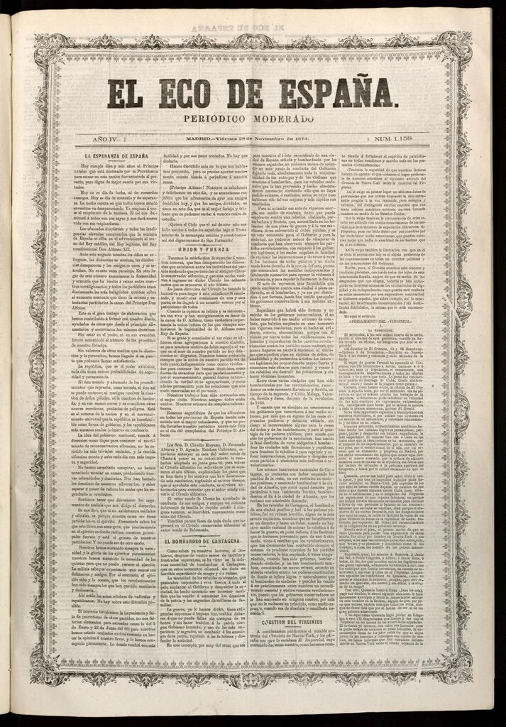 Miniatura de El Eco de España del 28 de noviembre de 1873