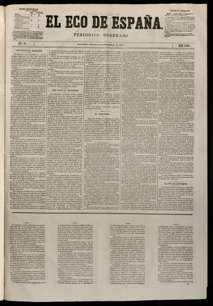 Miniatura de El Eco de España del 2 de diciembre de 1873