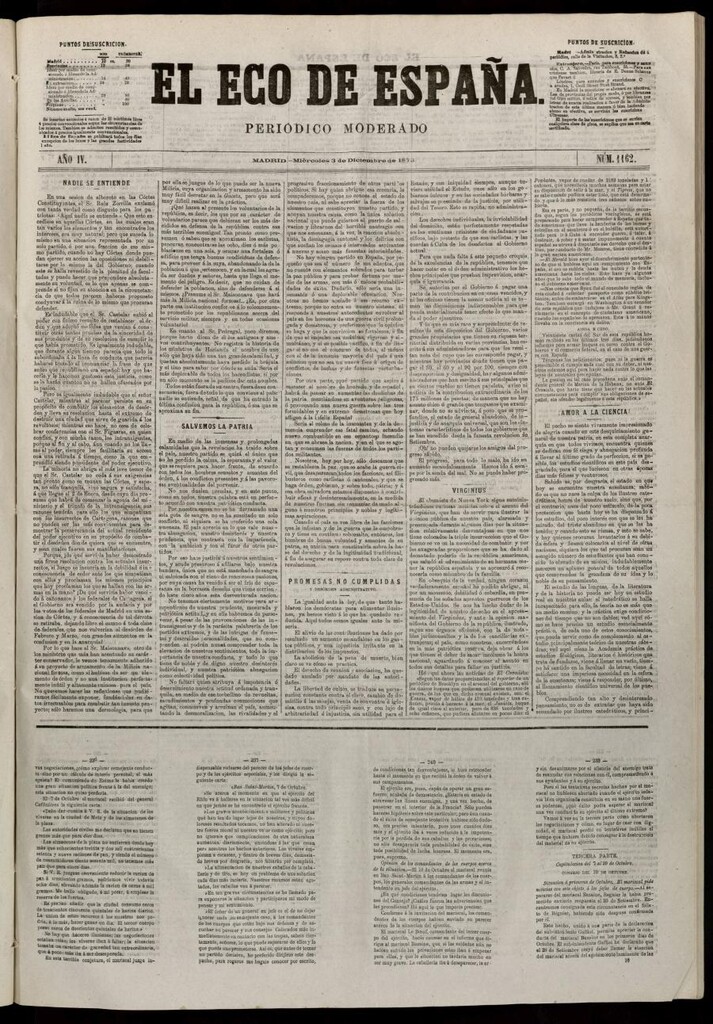 Miniatura de El Eco de España del 3 de diciembre de 1873