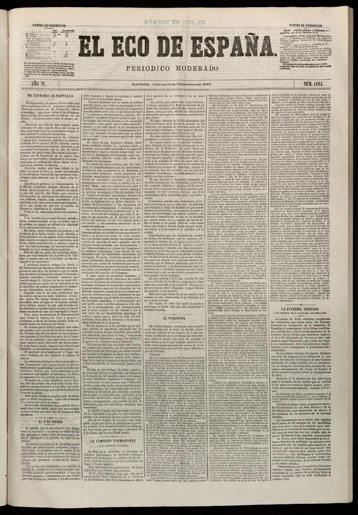 Miniatura de El Eco de España del 5 de diciembre de 1873