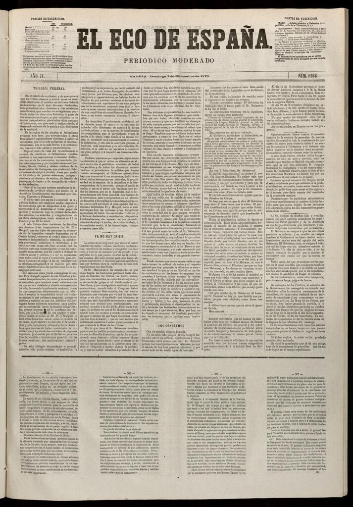 Miniatura de El Eco de España del 7 de diciembre de 1873