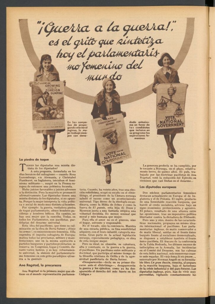 Miniatura de ¡Guerra a la Guerra! Es el grito que sintetiza hoy el parlamentarismo femenino del mundo