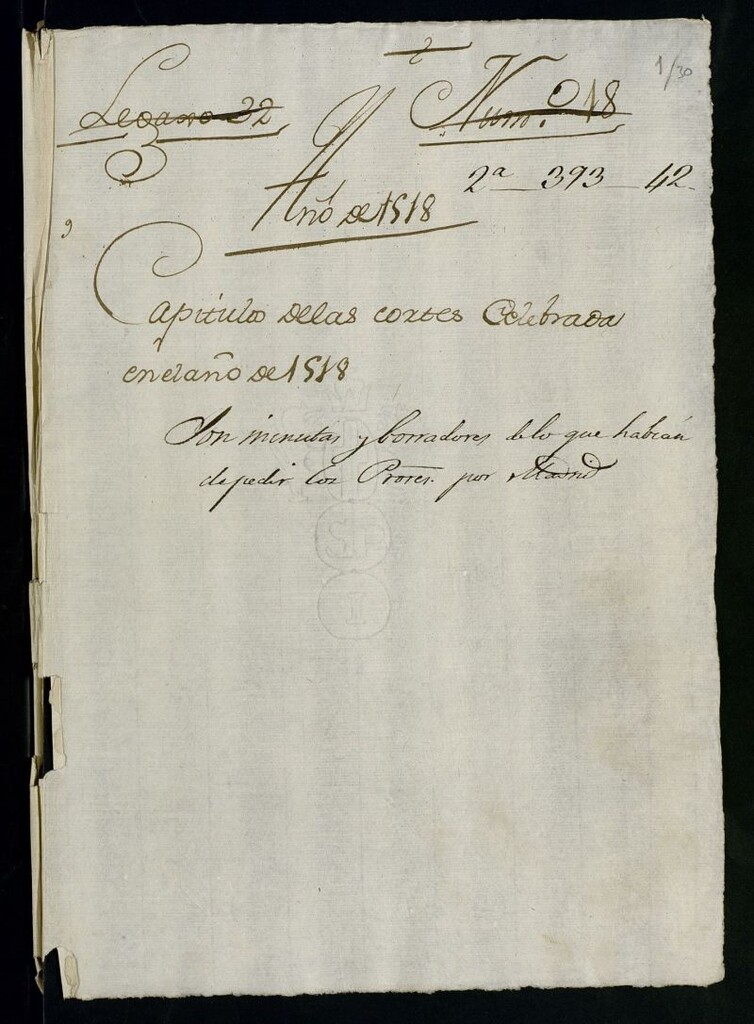 Miniatura de Capítulos de las Cortes celebradas en el año 1518