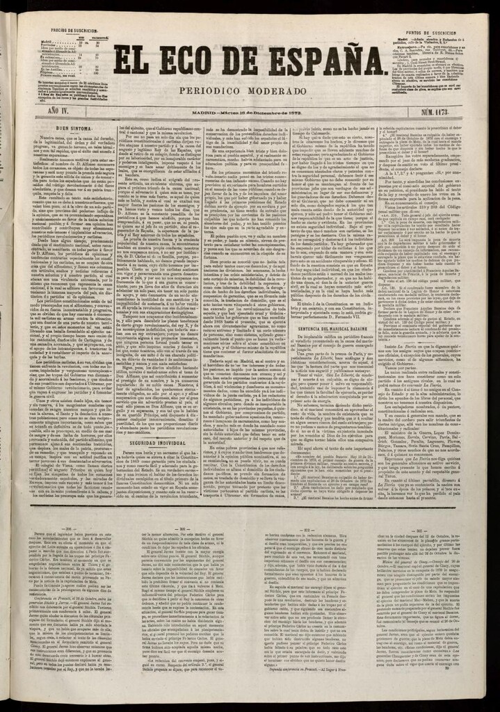 Miniatura de El Eco de España del 16 de diciembre de 1873