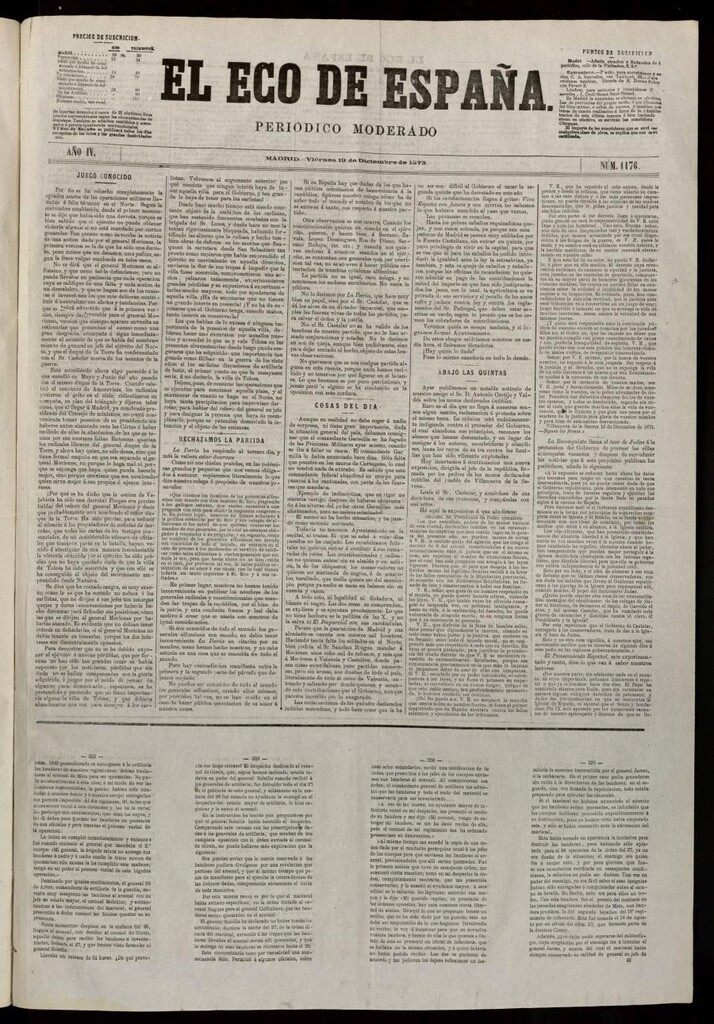 Miniatura de El Eco de España del 19 de diciembre de 1873