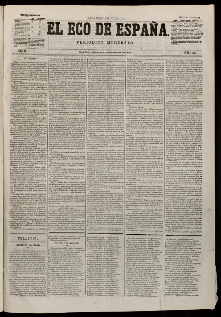 Miniatura de El Eco de España del 21 de diciembre de 1873