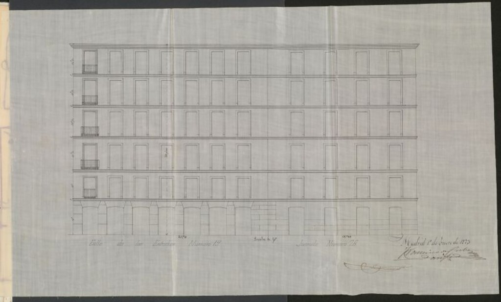 Miniatura de D. Ramón del Rey, en representación del Sr. Marqués de la Torrecilla en solicitud de licencia para edificar de nueva planta la casa nº 19 de la calle de los estudios y 28 por la de Juanelo.