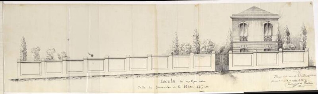 Miniatura de D. Calisto de Toledo, pidiendo licencia para edificar de nueva planta en el solar nº 1 de la manzana 27, del Barrio de Argüelles.