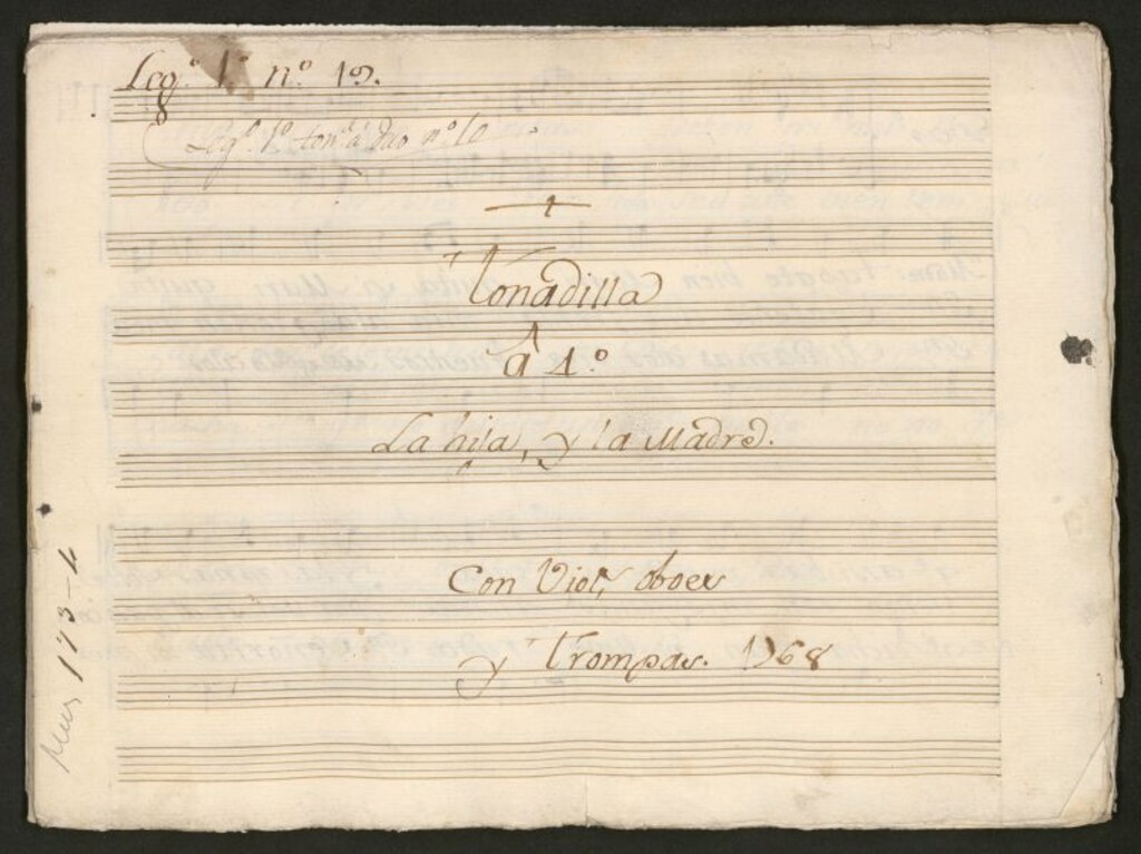 Miniatura de Tonadilla â 4º La hija, y la madre: con viols, oboes y trompas