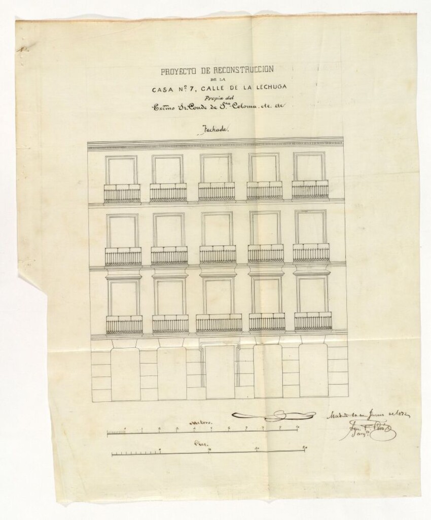Miniatura de D. Manuel González Serrano, Apoderado del Excmo. Sr. Conde de Santa Colomas, para edificar de nueva planta en la calle de la Lechuga nº 7.