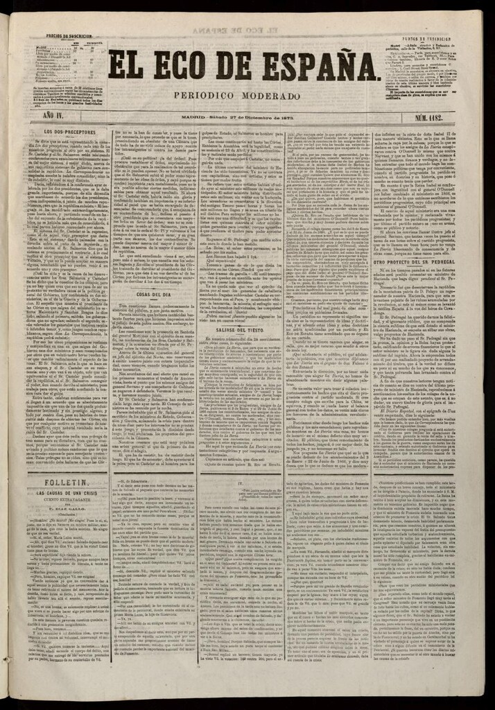 Miniatura de El Eco de España del 27 de diciembre de 1873