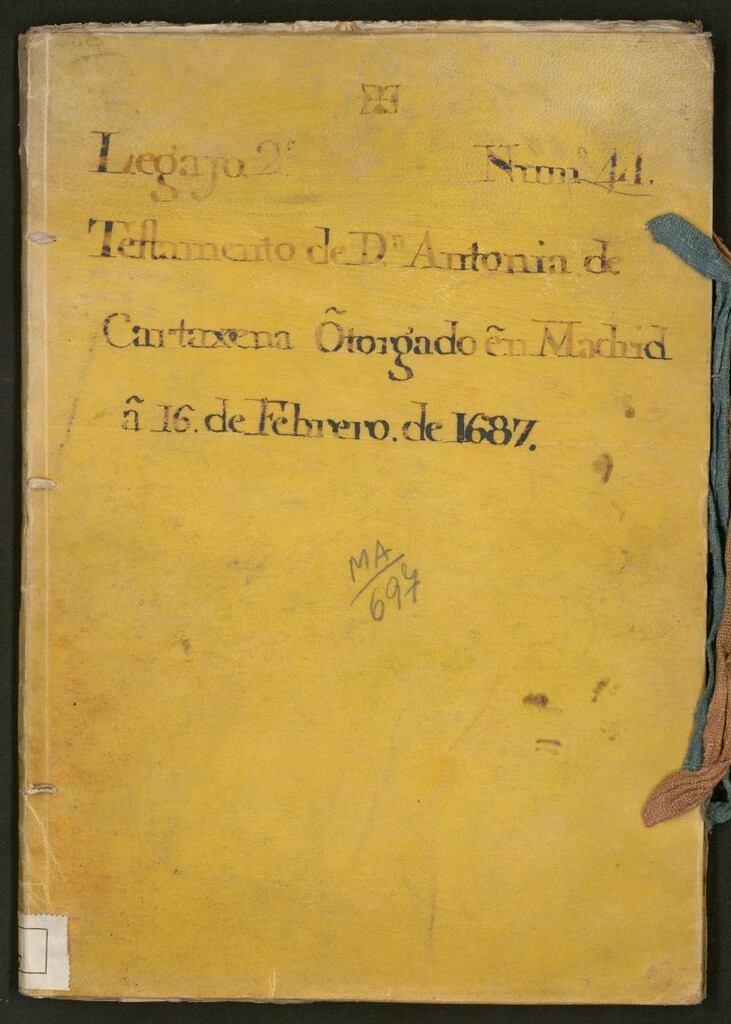 Miniatura de Testamento de D[oñ]a Antonia de Cartaxena: otorgado en Madrid a 16 de febrero de 1687