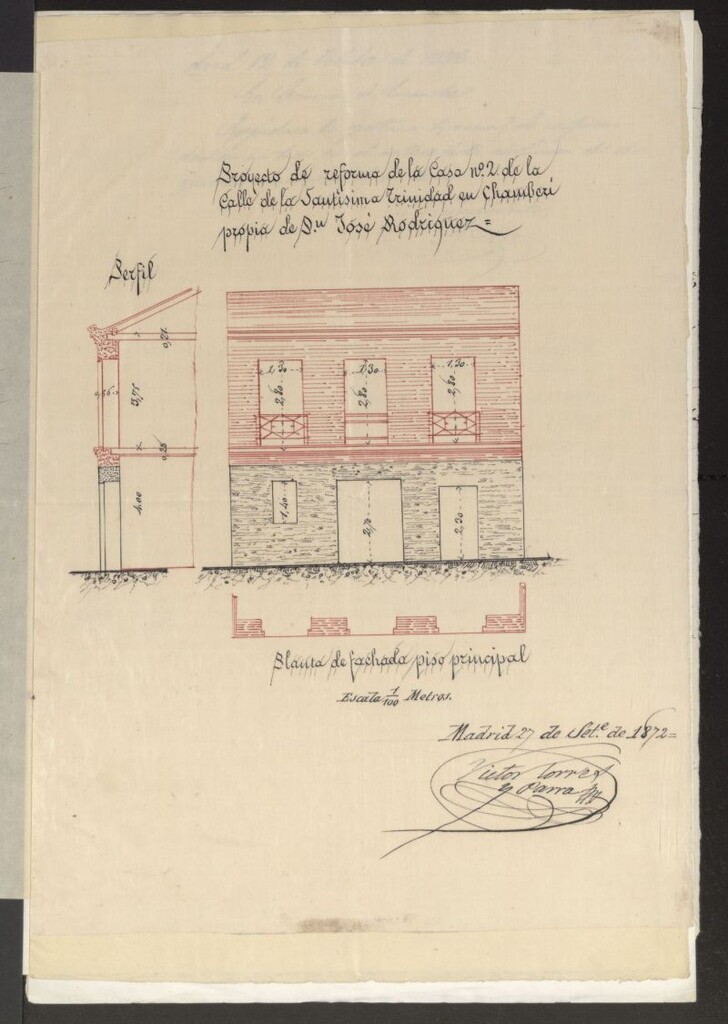 Miniatura de D. José Rodríguez, para reformar de casa nº 2, calle de la Santísima Trinidad.