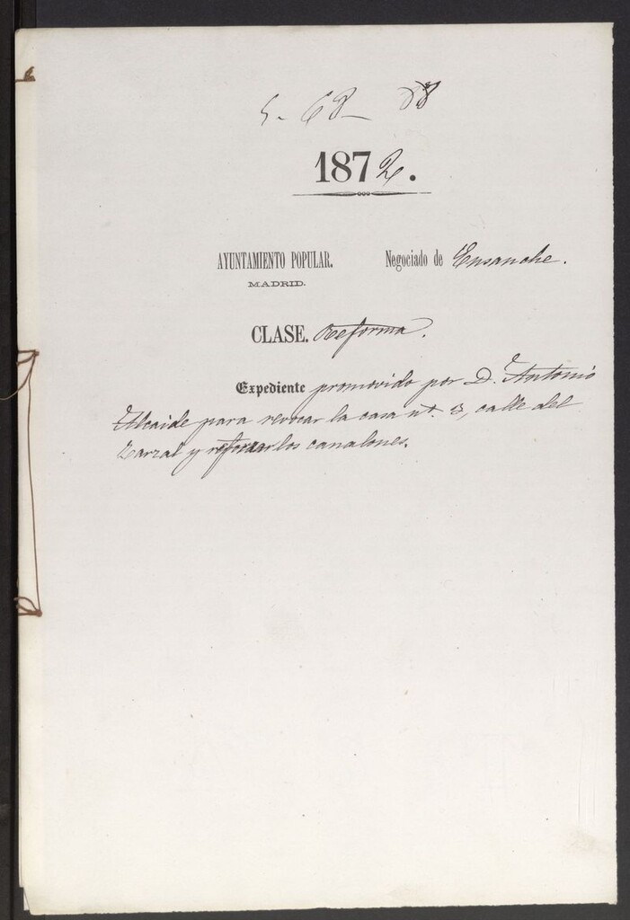 Miniatura de D. Antonio Alcaide, para revocar la casa nº 3, calle del Zarzal y reforzar los canalones.