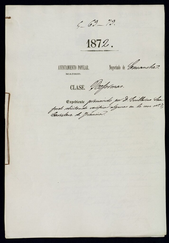 Miniatura de D. Guillermo Sanford, solicitando verificar algunas en la casa nº 7, Carretera de Francia.
