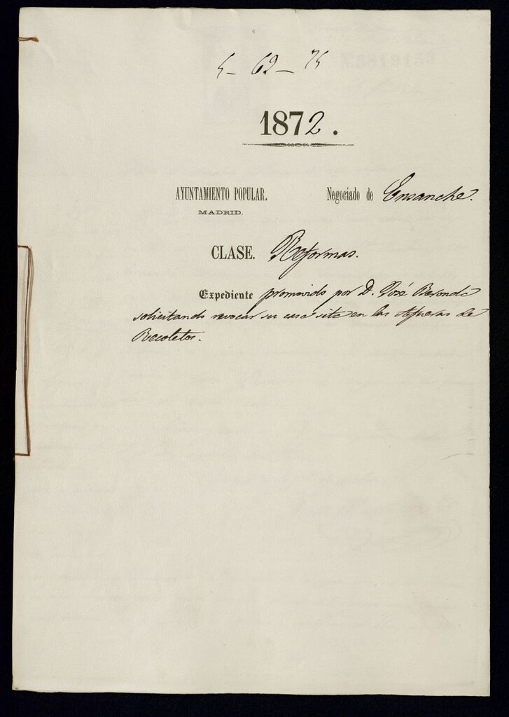 Miniatura de D. José Beronda, solicitando revocar su casa sita en las afueras de Recoletos.