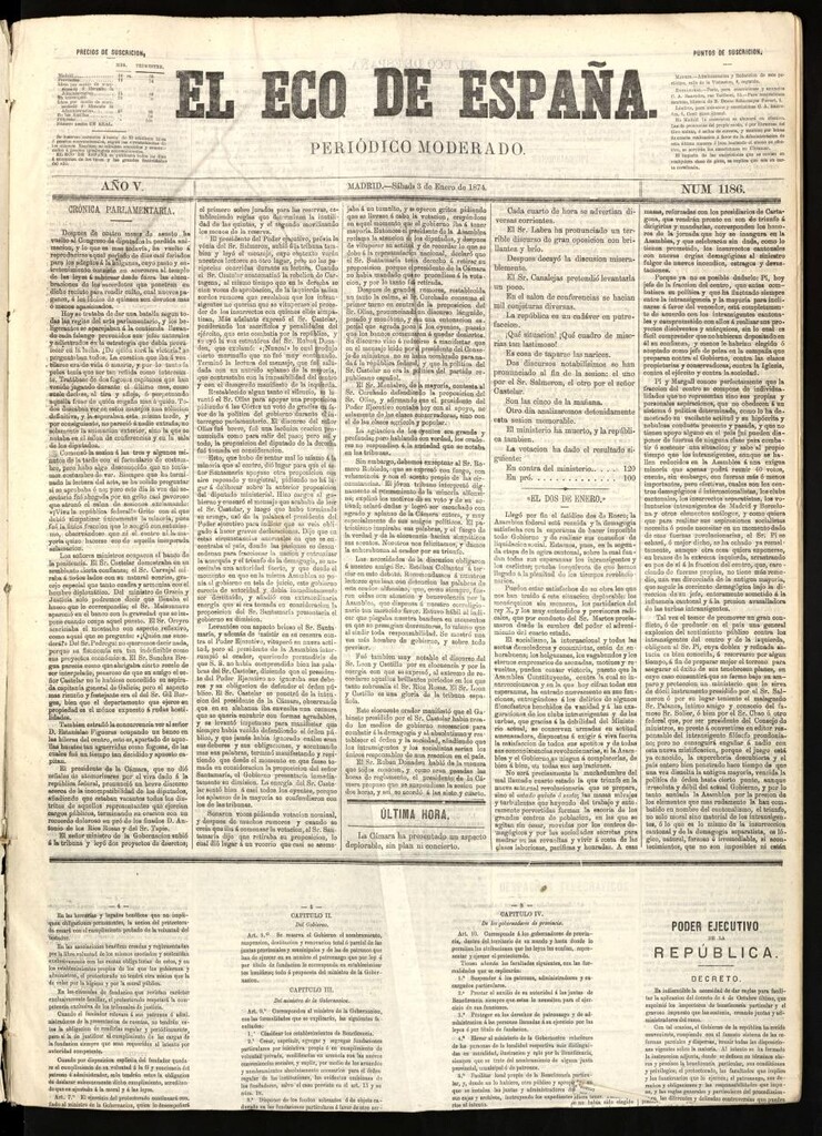 Miniatura de El Eco de España del 3 de enero de 1874